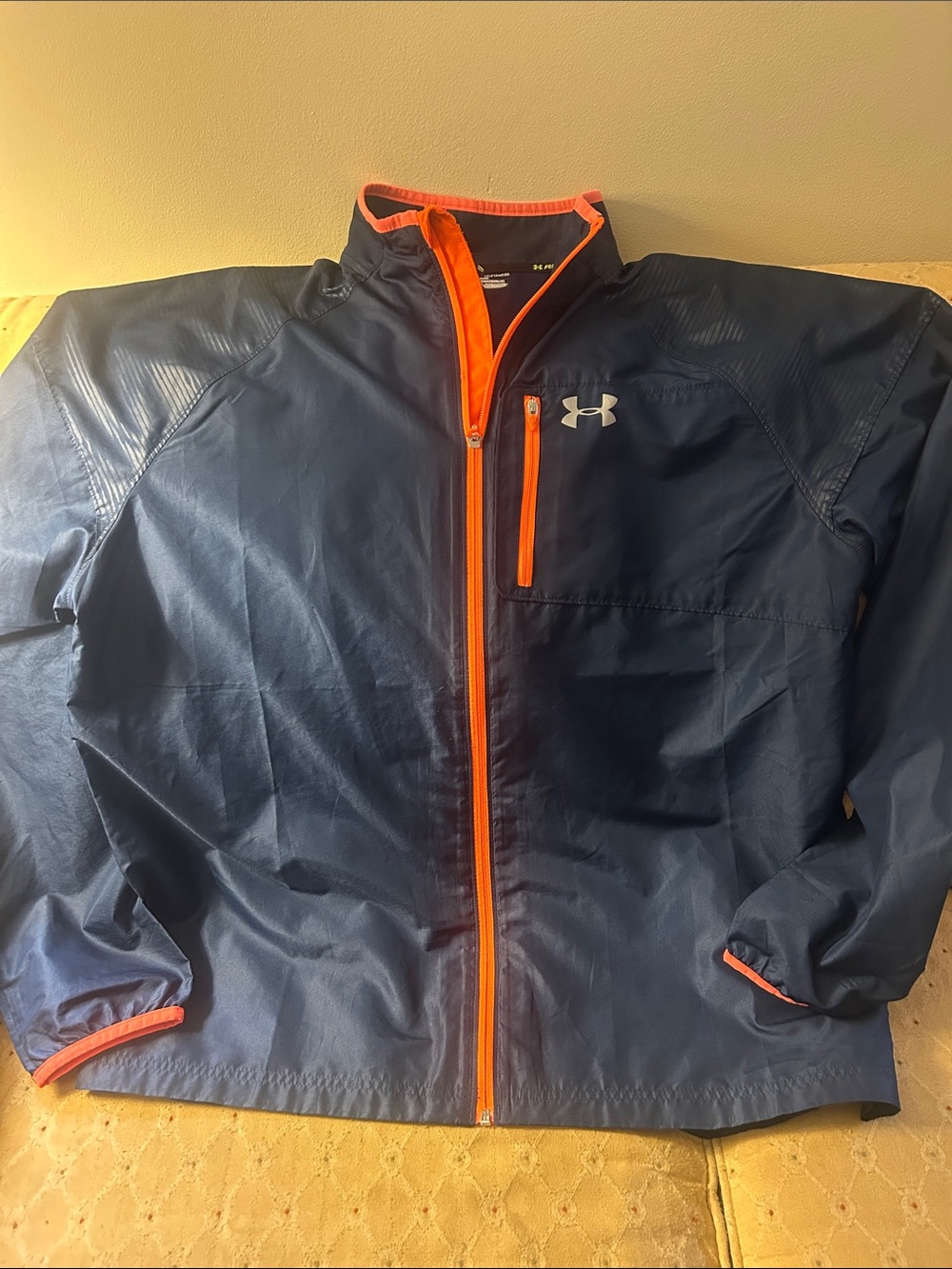 Under Armour Navy Windbreaker with Orange Zipper Trim